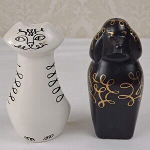 Lenox x Kate Spade White Cat & Black Dog Salt & Pepper Shakers Porcelain EUC